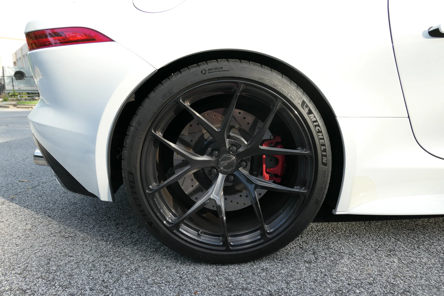Rear BC Forged RZ21 wheel and red brake caliper