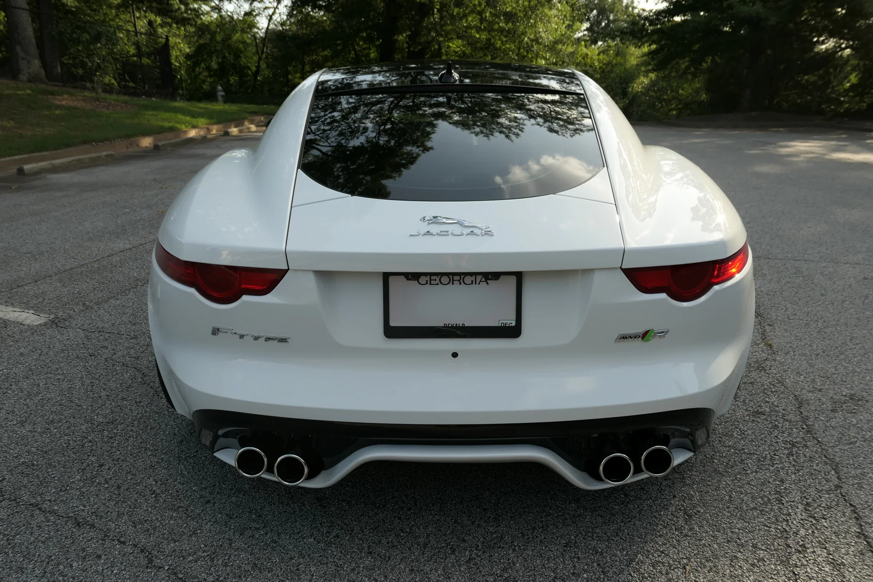 Straight rear view of the Jaguar F-Type R