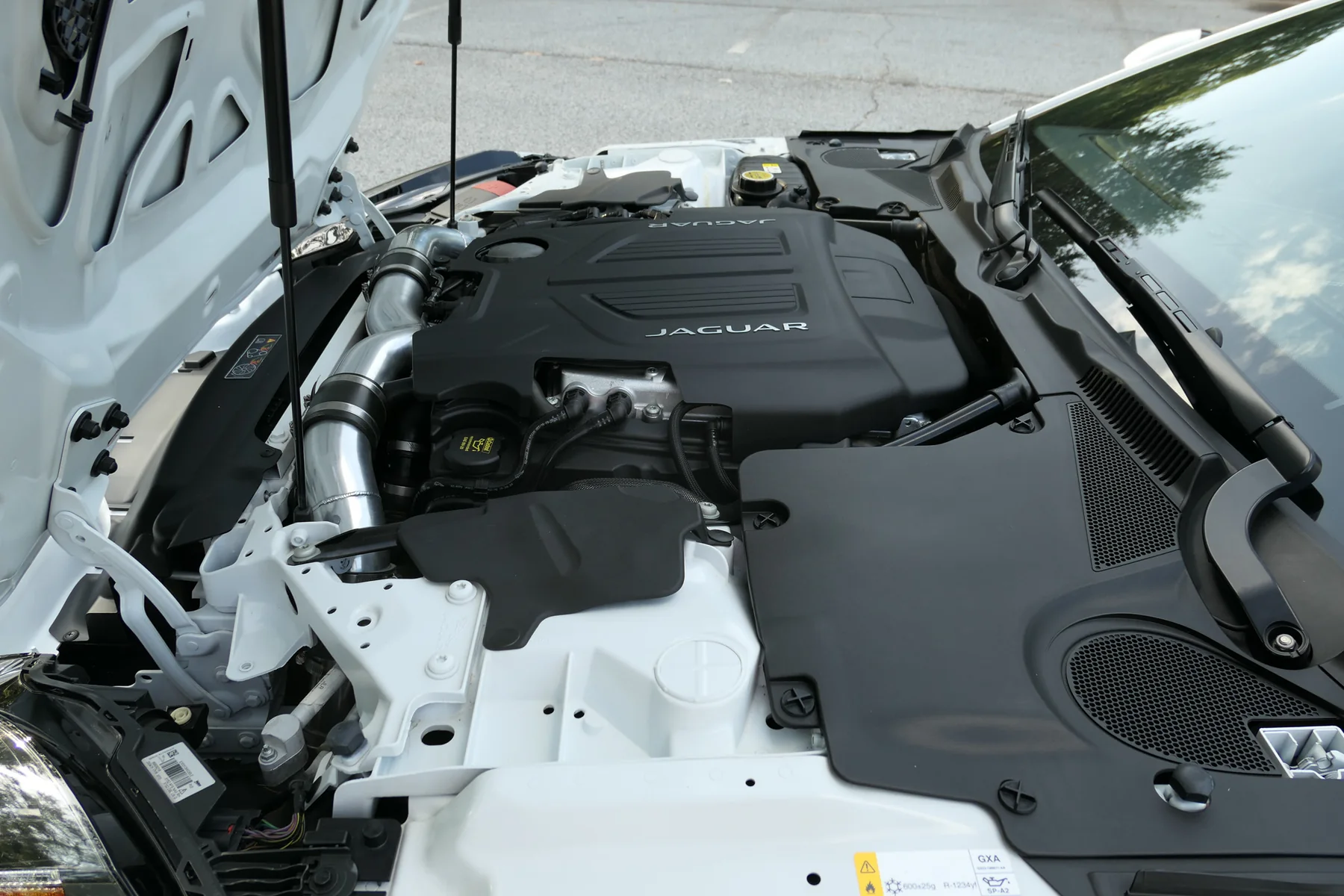 Engine bay with hood open