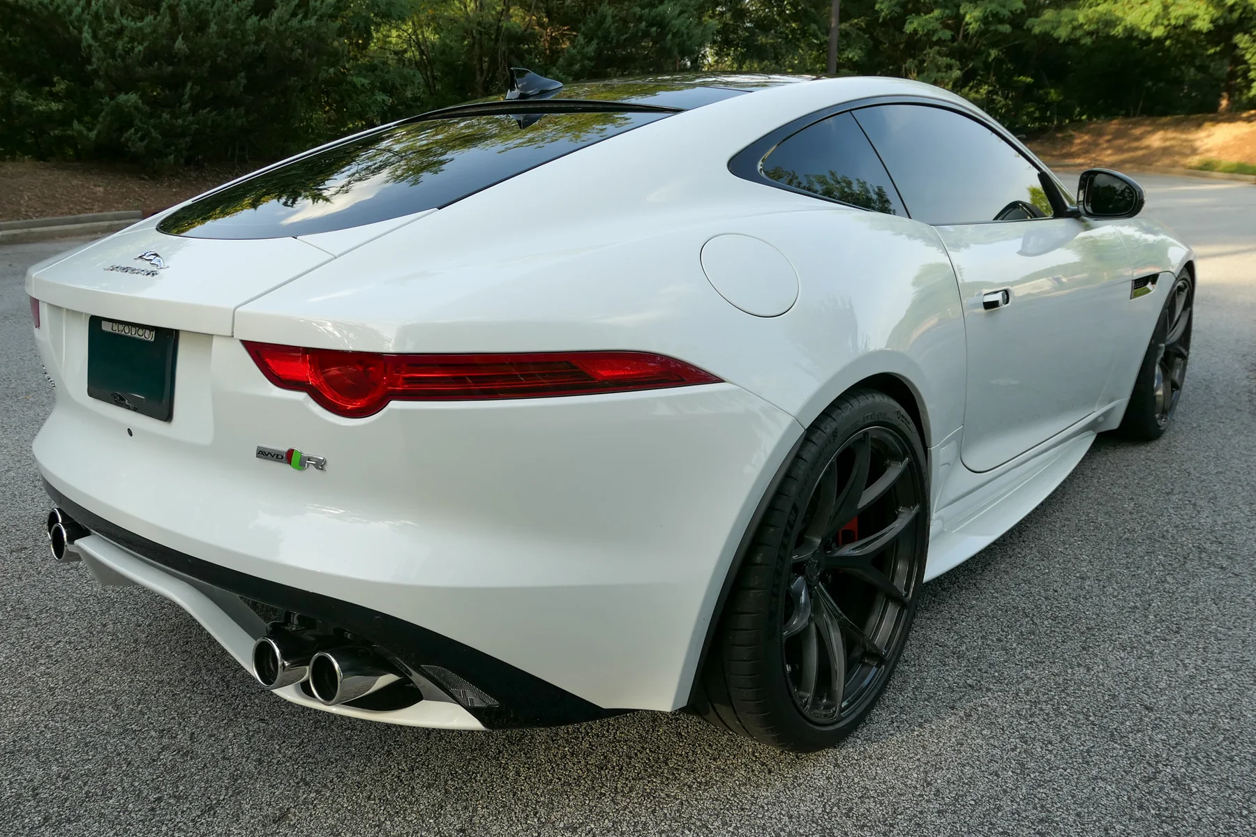 Rear three-quarter view of the F-Type R