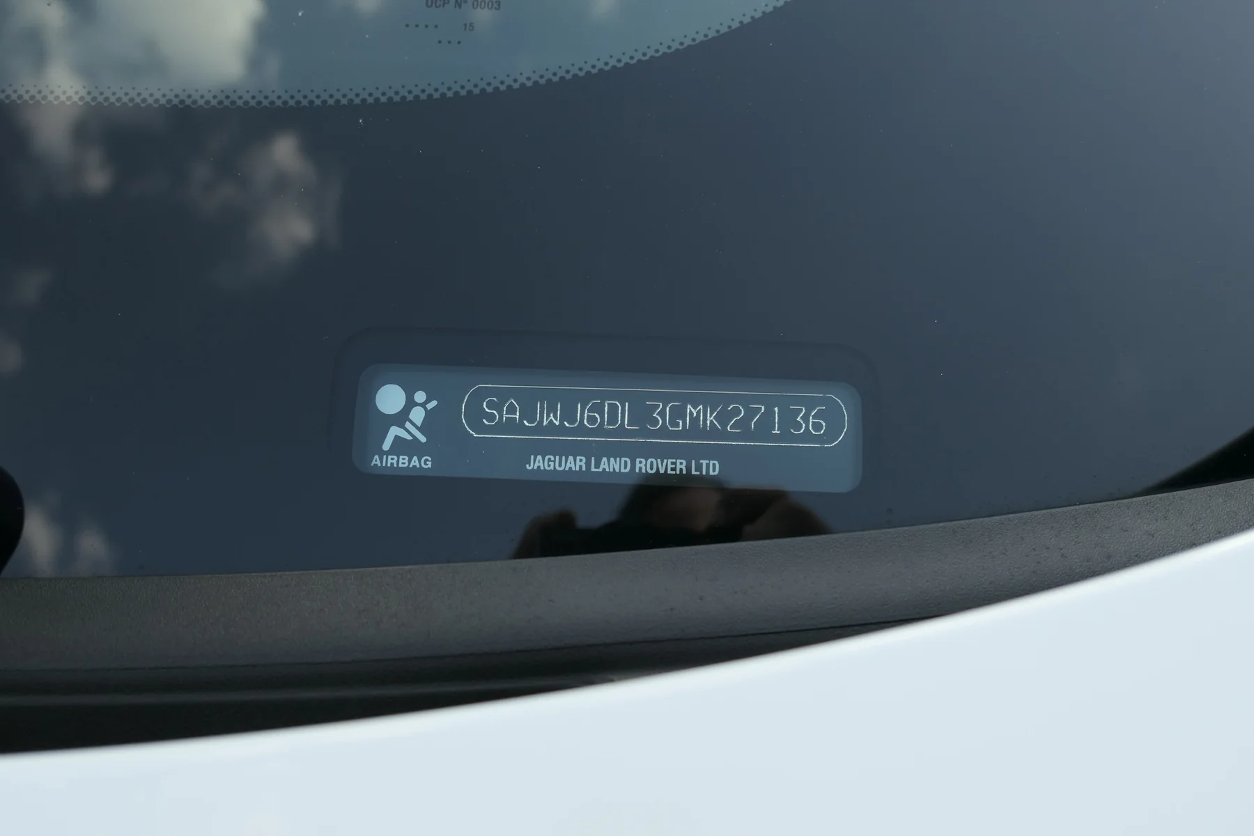 Windshield VIN plate