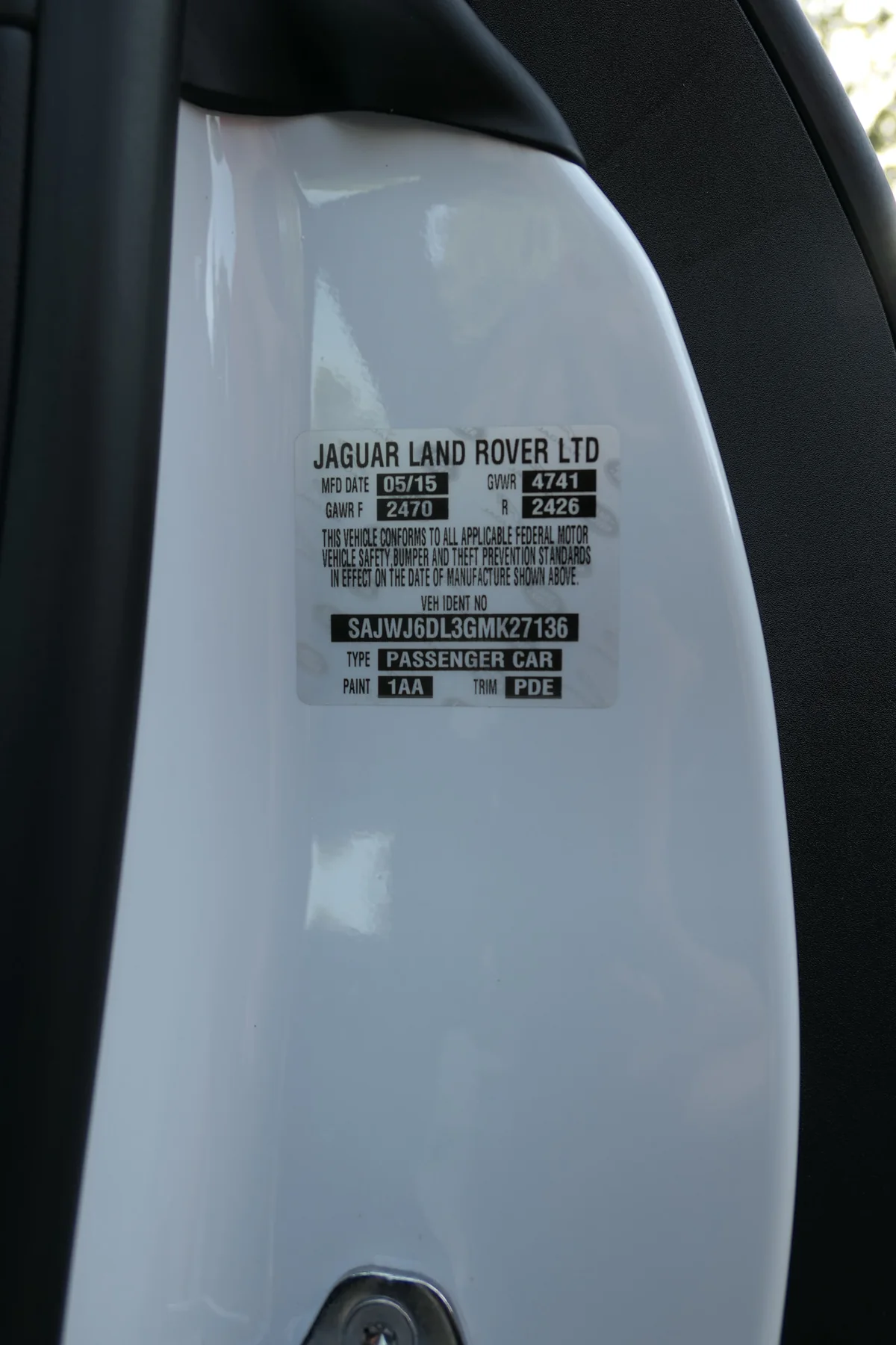 Door-jamb VIN label