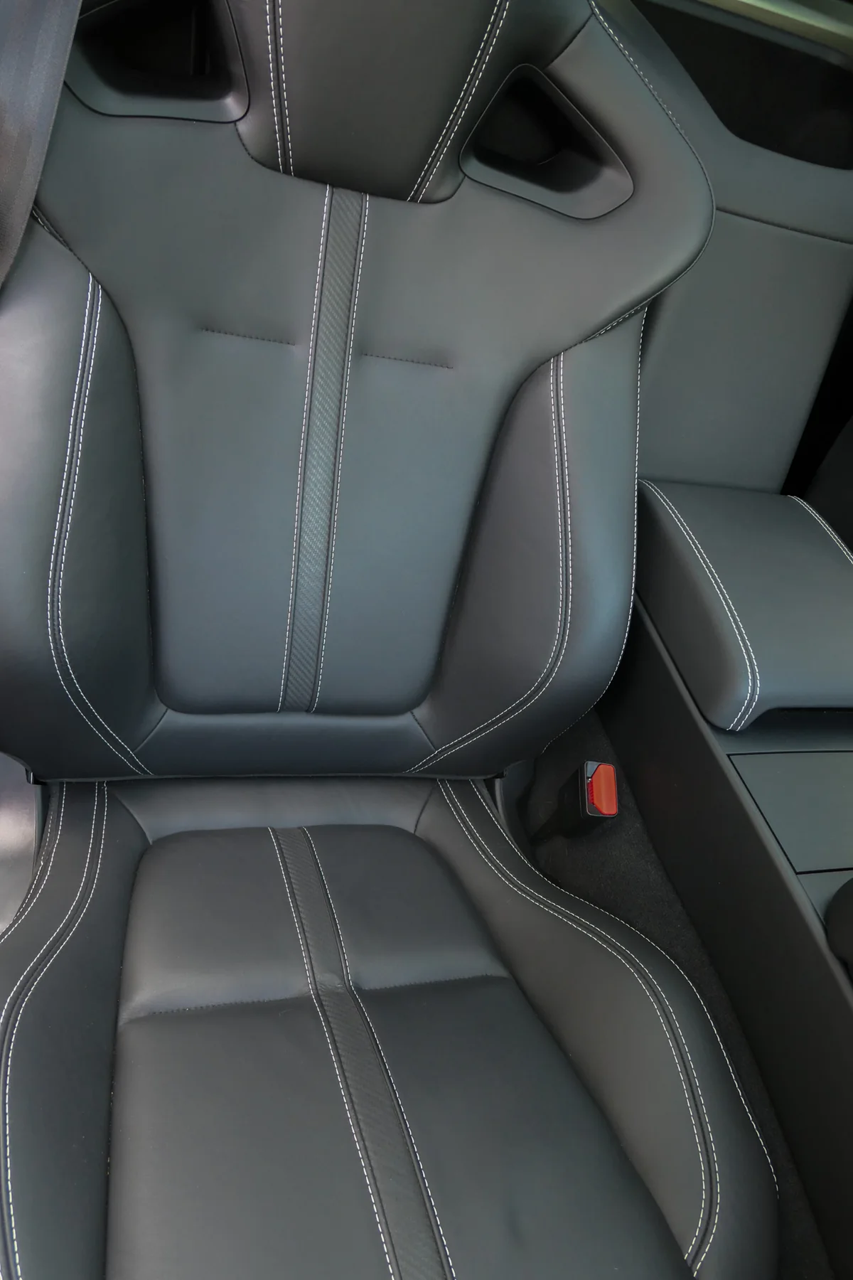 Close-up of Jet Black performance seat