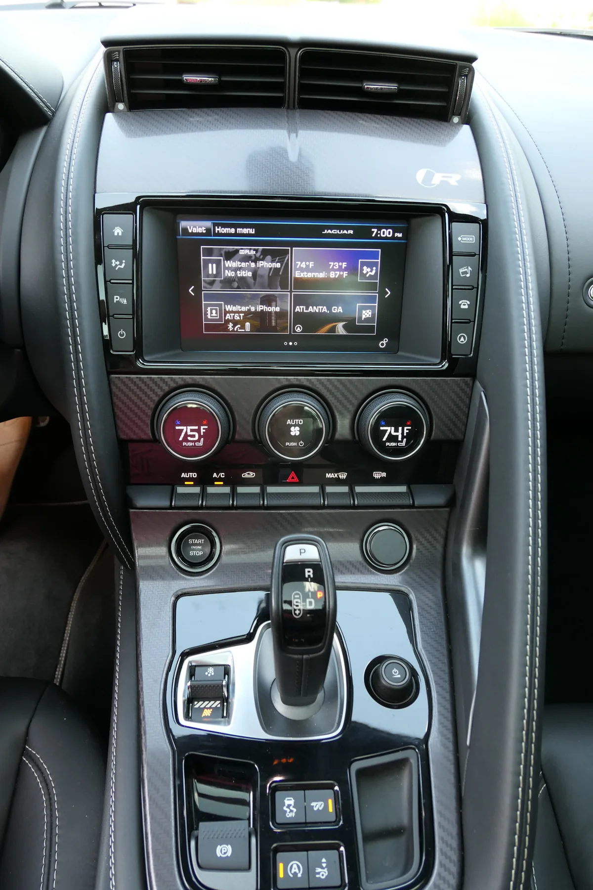 Climate controls, console and gear selector